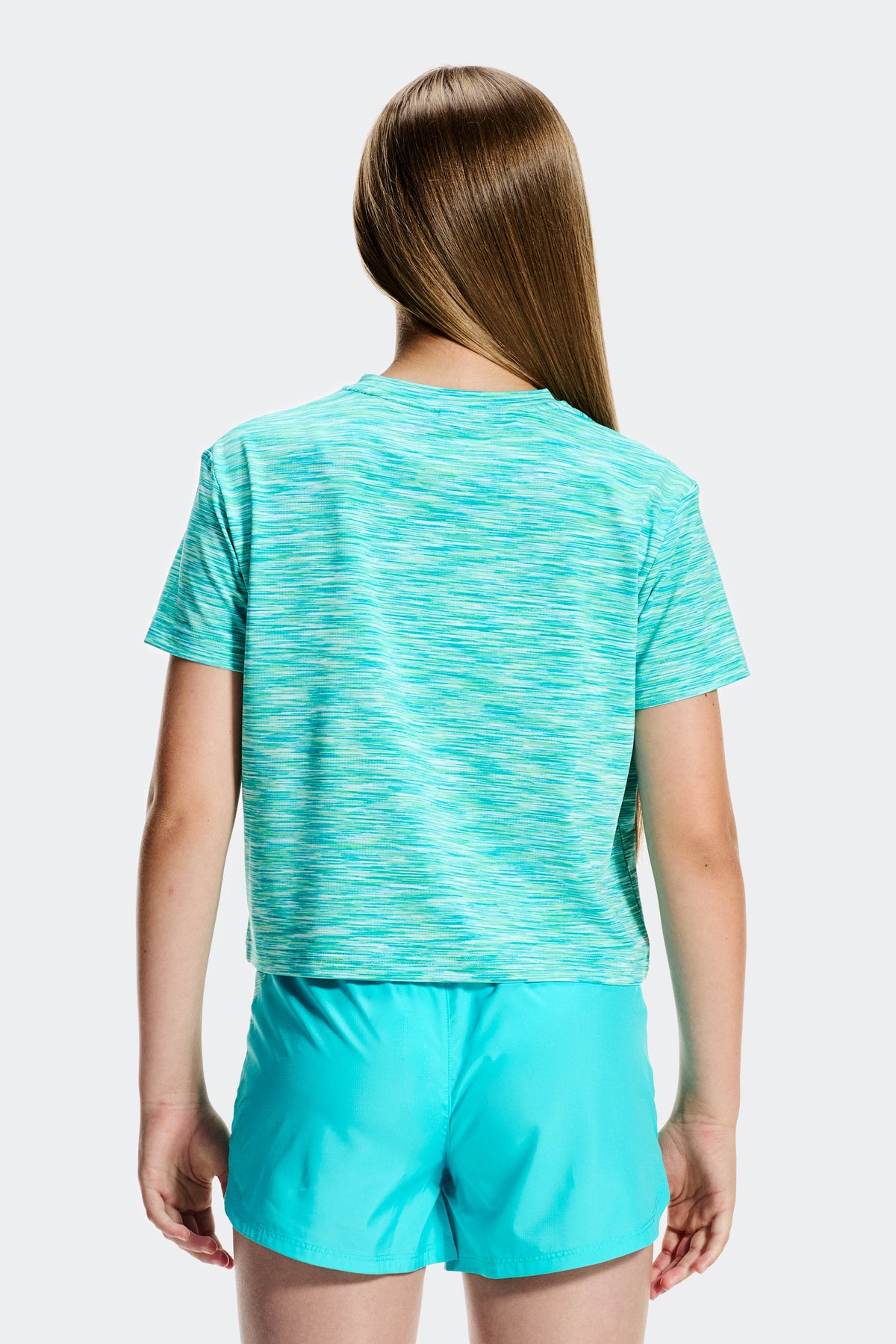 Montirex Girls' Trail Box T-Shirt - Vivid Aqua Lagoon Duck Egg Water Spring White