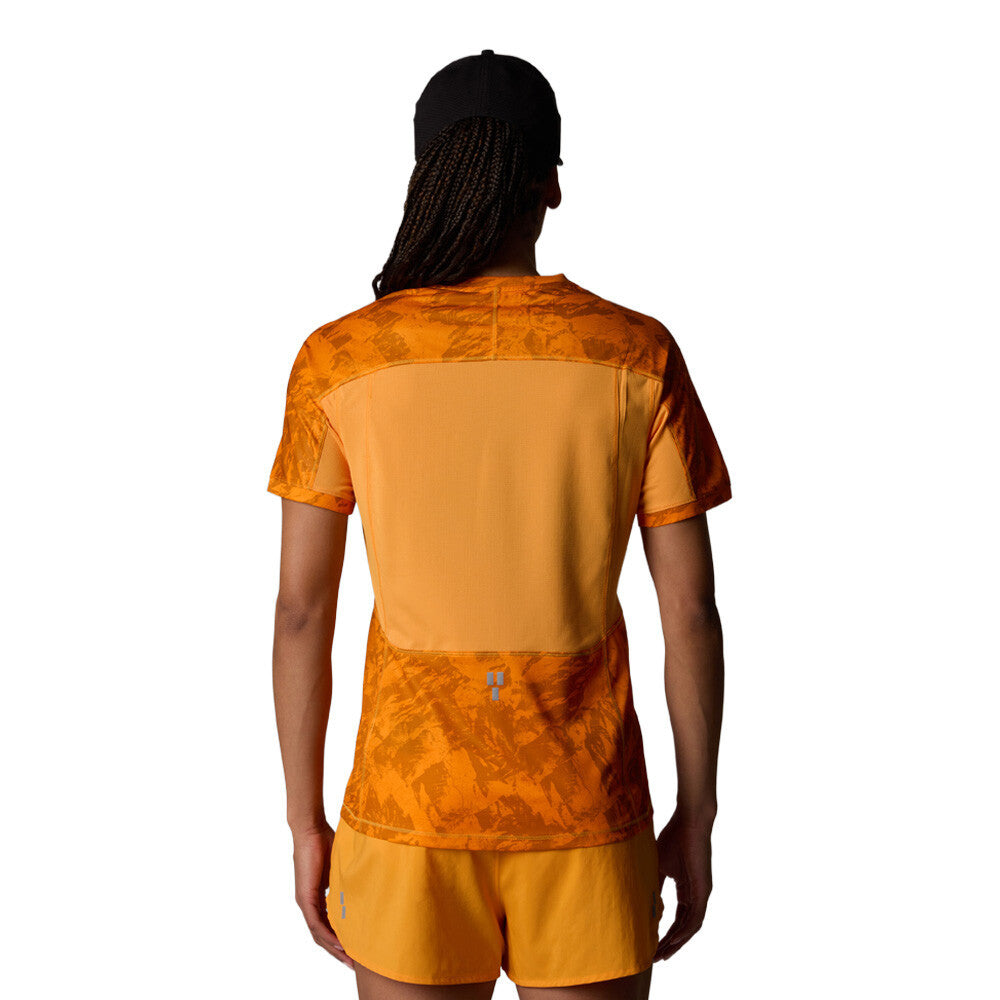 The North Face Sunriser Women's Running T-Shirt - Apricot Glaze Mountain Traverse Print