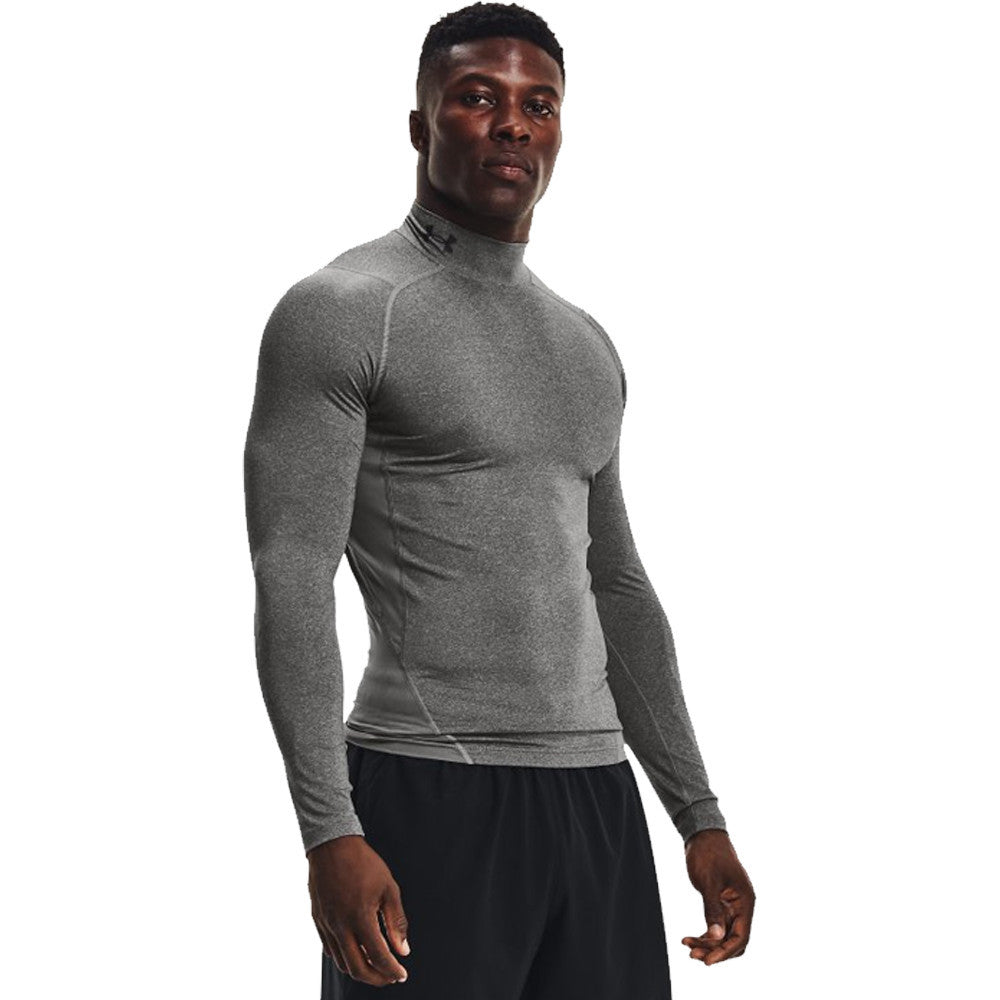 Under Armour HeatGear Men's Compression Mock Long Sleeve Top - Carbon Heather