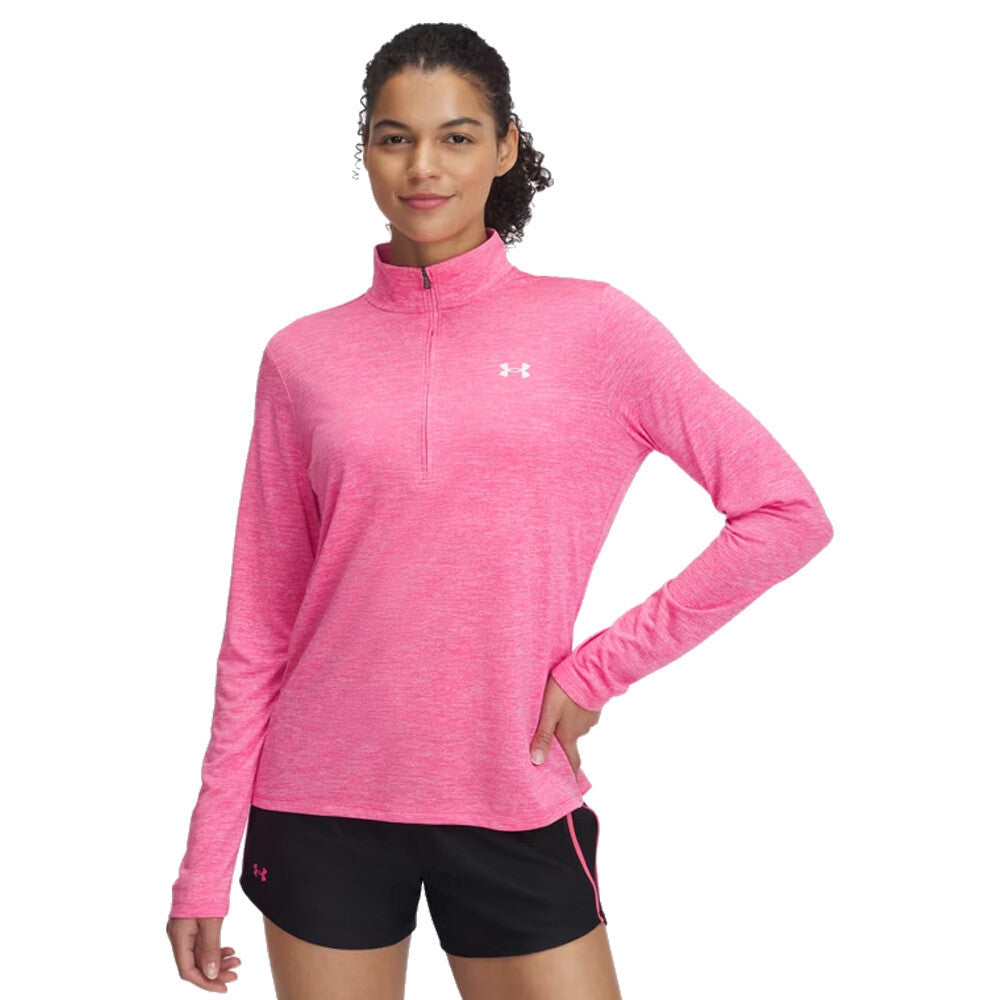 Under Armour Tech Twist Women's Half Zip Top - Super Pink/White (2)