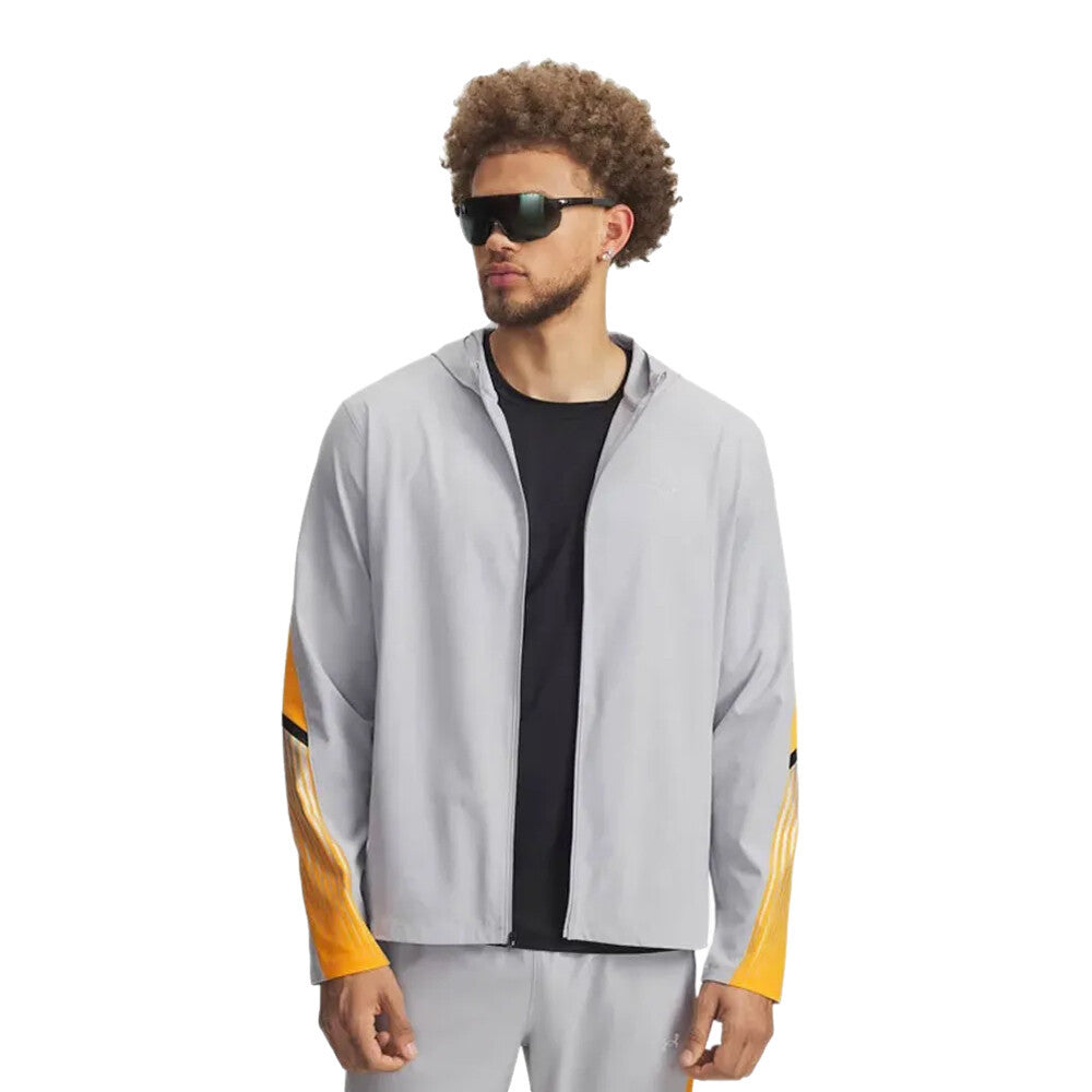 Under Armour Velociti Storm Hooded Men's Jacket - Grey/Yellow/Reflective