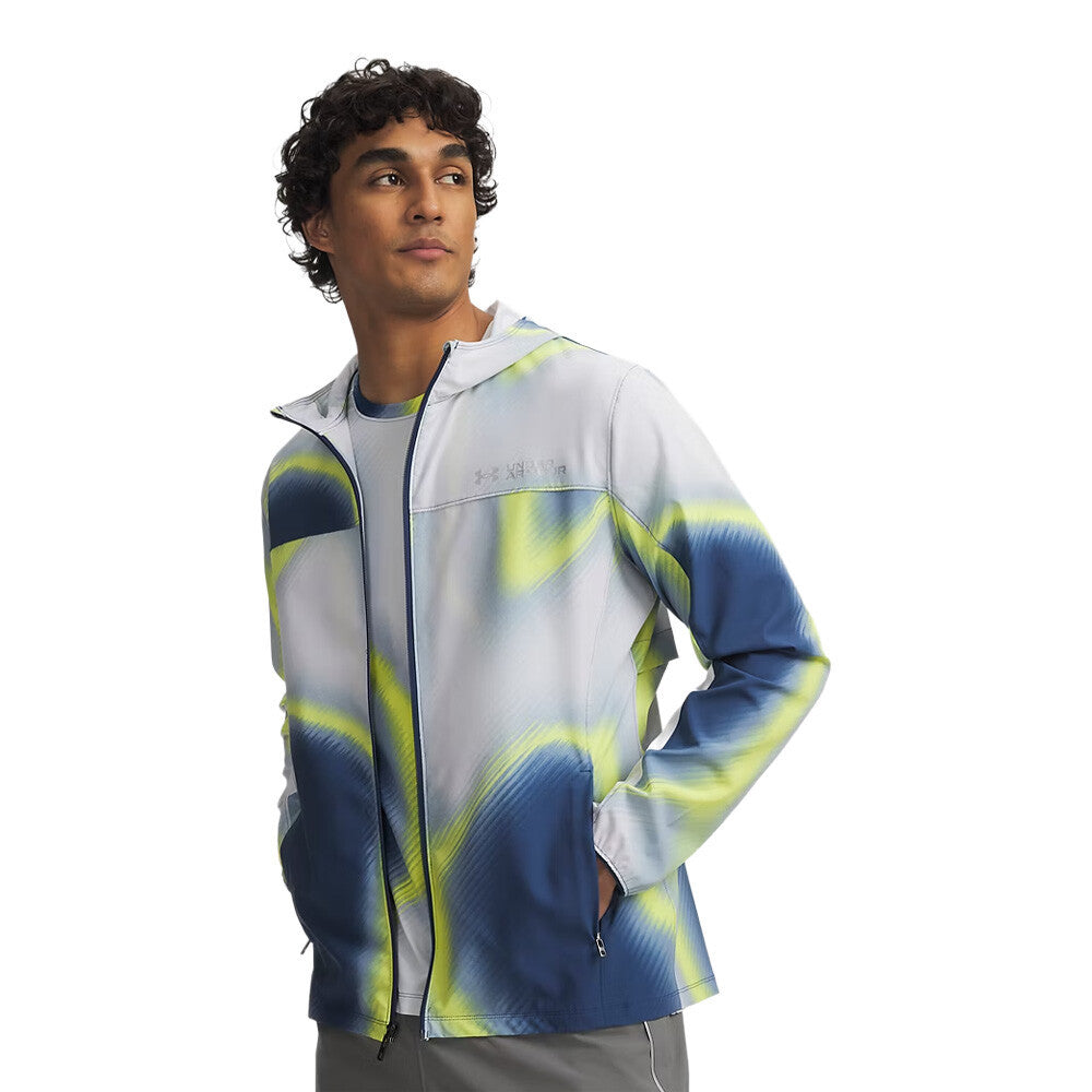 Under Armour Velociti Storm Hooded Men's Jacket - Blackout Navy/High Yellow/Silver Reflective