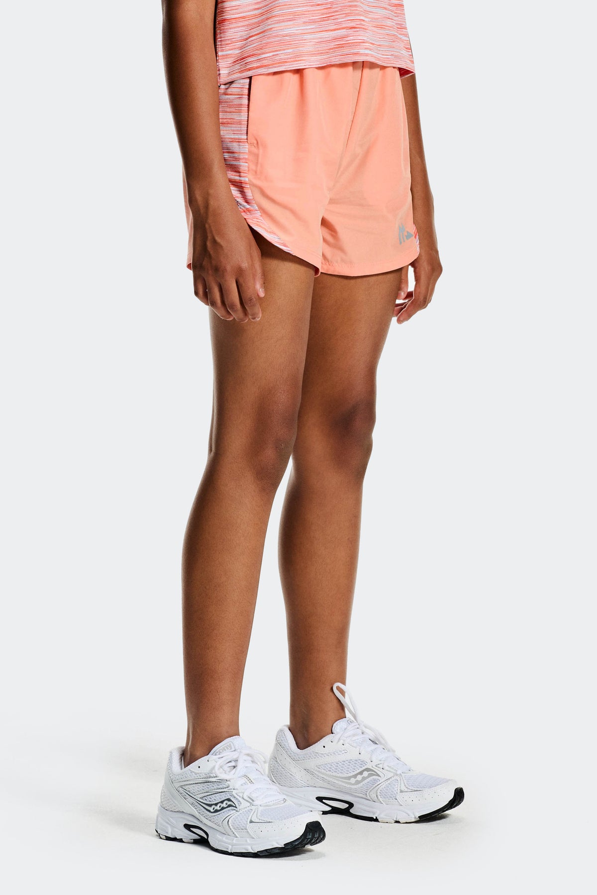 Montirex Girls' Trail Panel Short - Peach Punch Misty Blue Sunset White