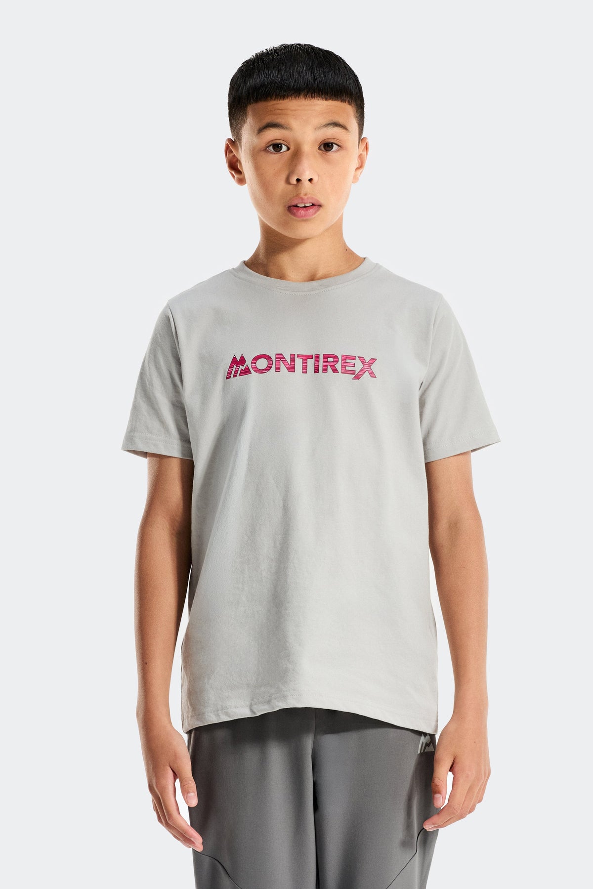 Montirex Junior Trail Linear Logo T-Shirt - Lt Smoke Grey