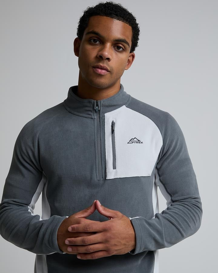 Alpyrex Men's Solo 2.0 Quarter Zip Top - Volcanic Veil/Ice Veil