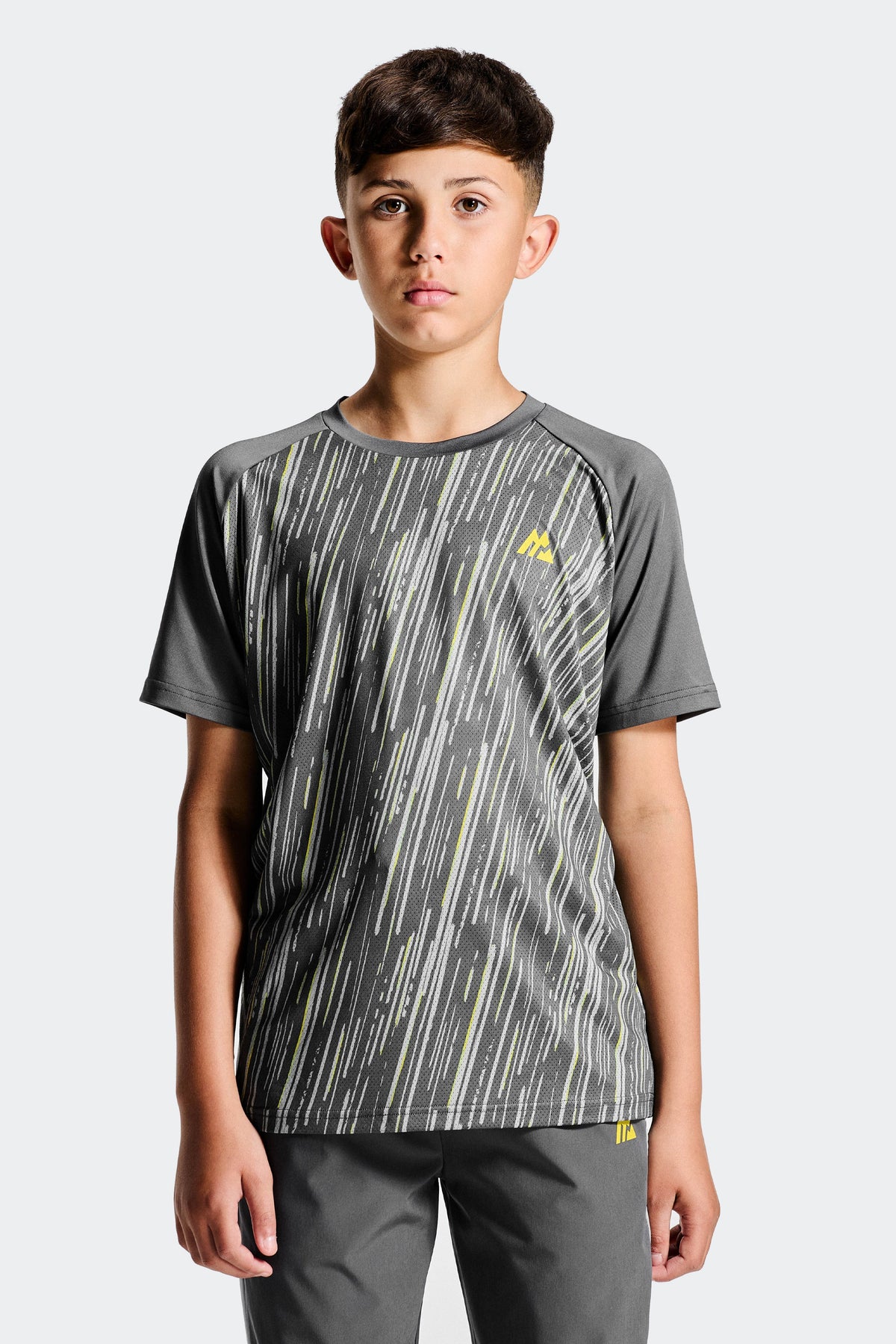 Montirex Junior Vigour T-Shirt - Asphalt Platinum Grey Blazing Yellow