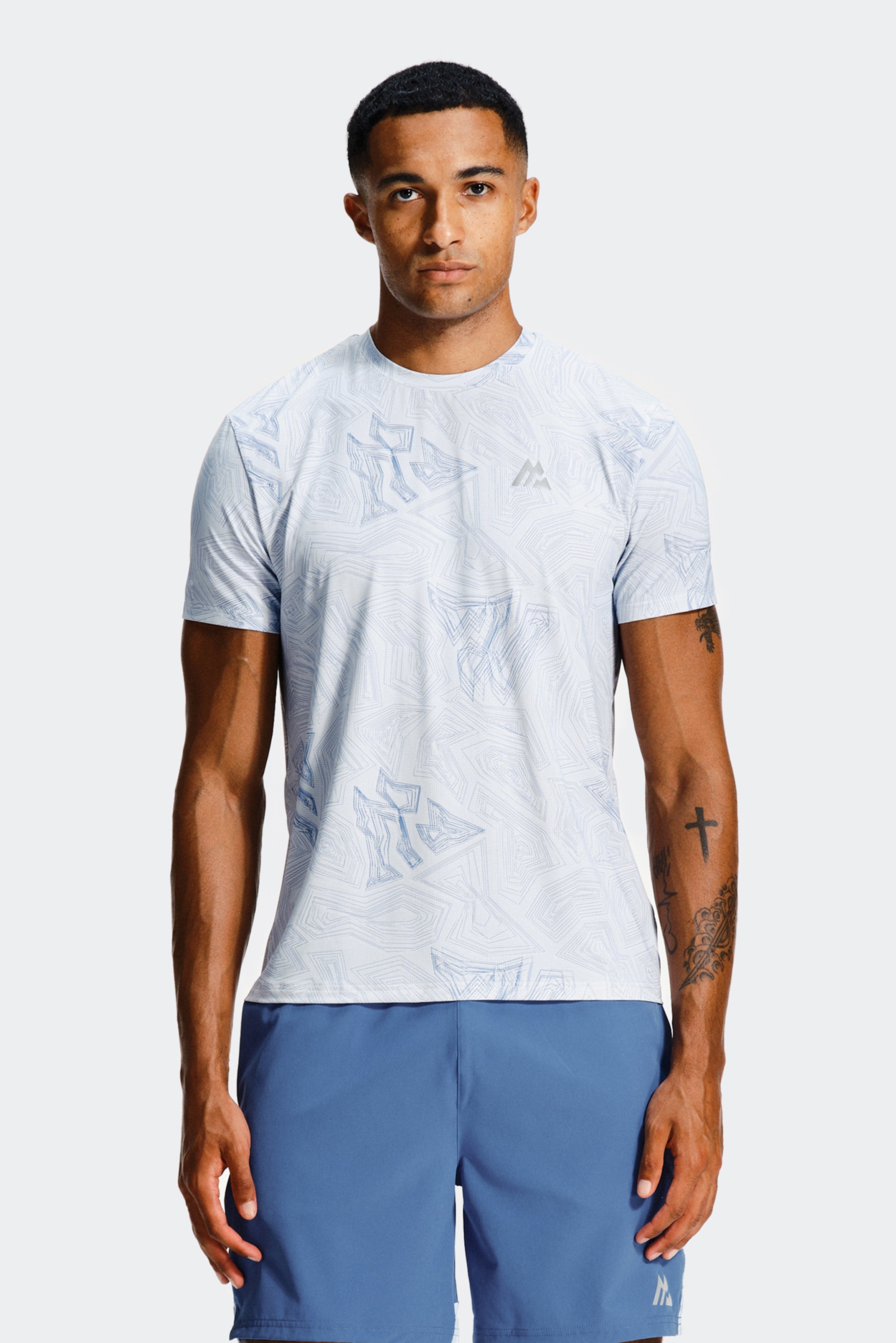 Montirex Geo M Print T-Shirt Blue, Grey