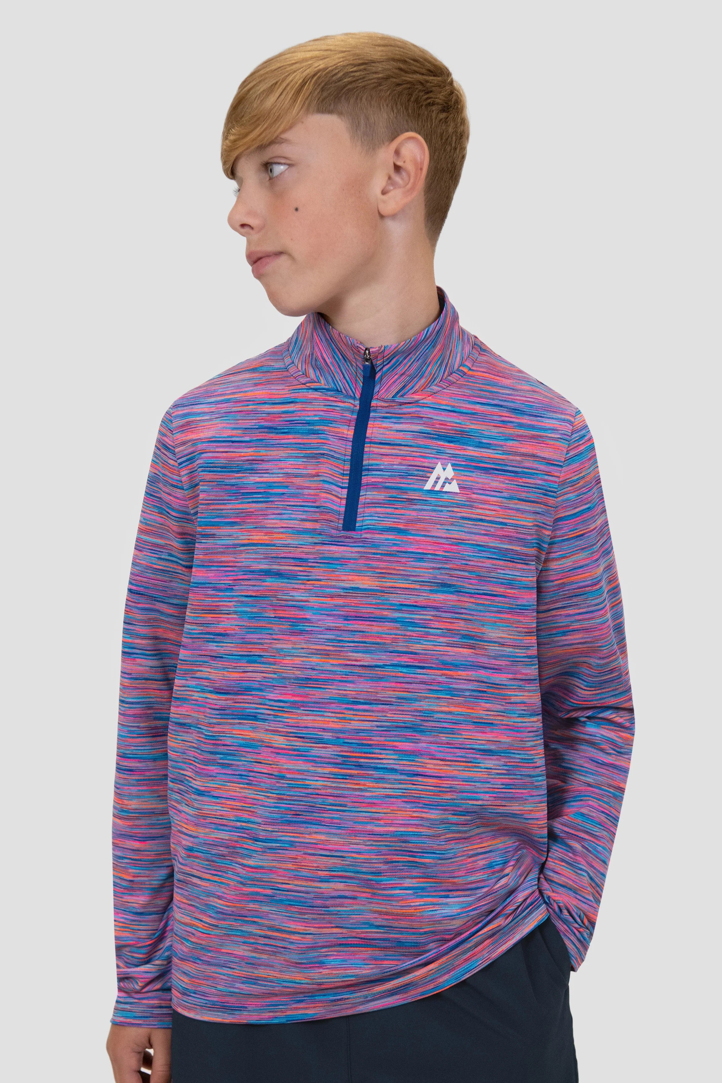 MONTIREX TRAIL 1/4 ZIP JUNIOR - BLUE/ PINK / ORANGE