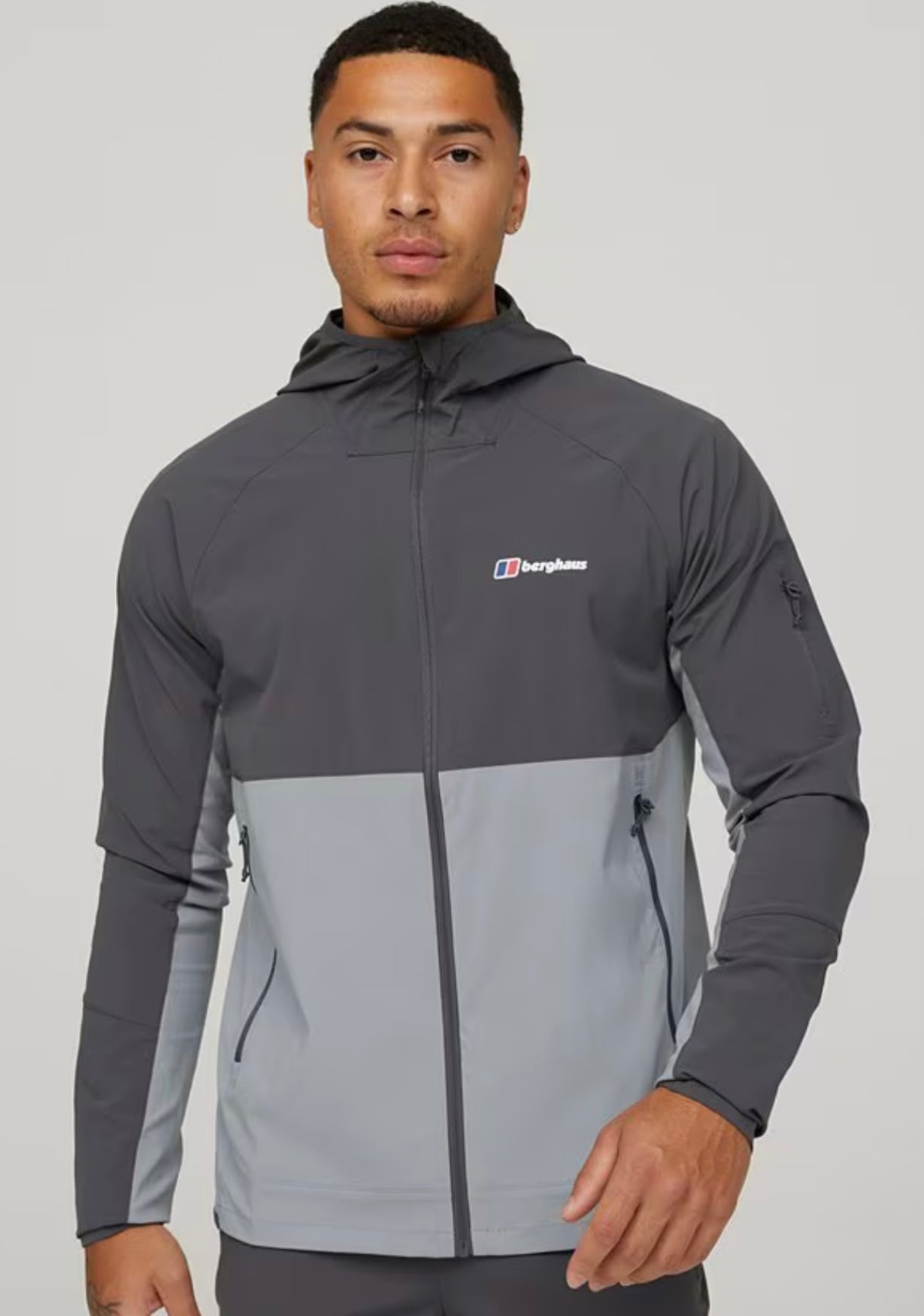 BERGHAUS THERAN FULL ZIP JACKET MONUMENT GREY PINSTRIPE