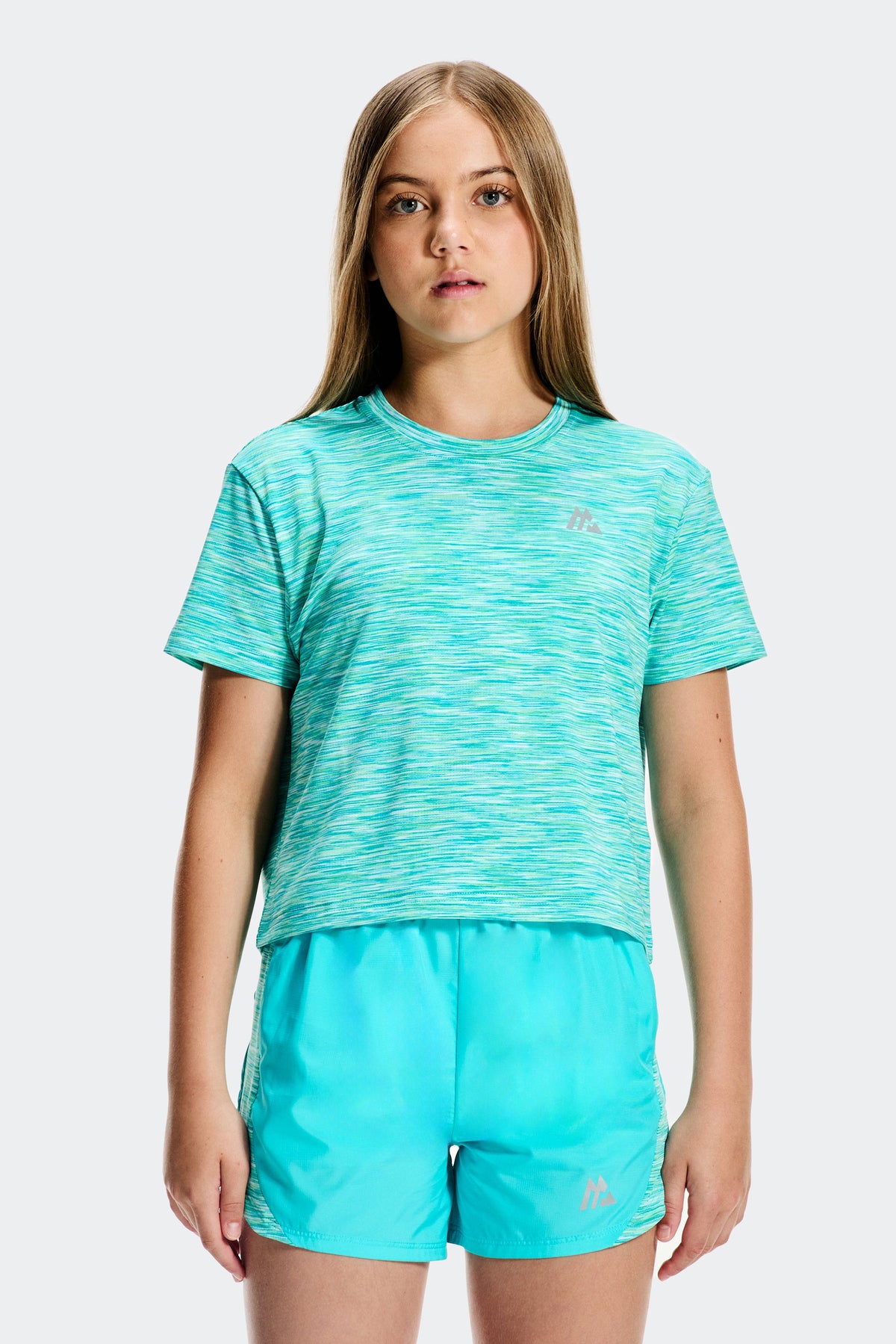 Montirex Girls' Trail Box T-Shirt - Vivid Aqua Lagoon Duck Egg Water Spring White