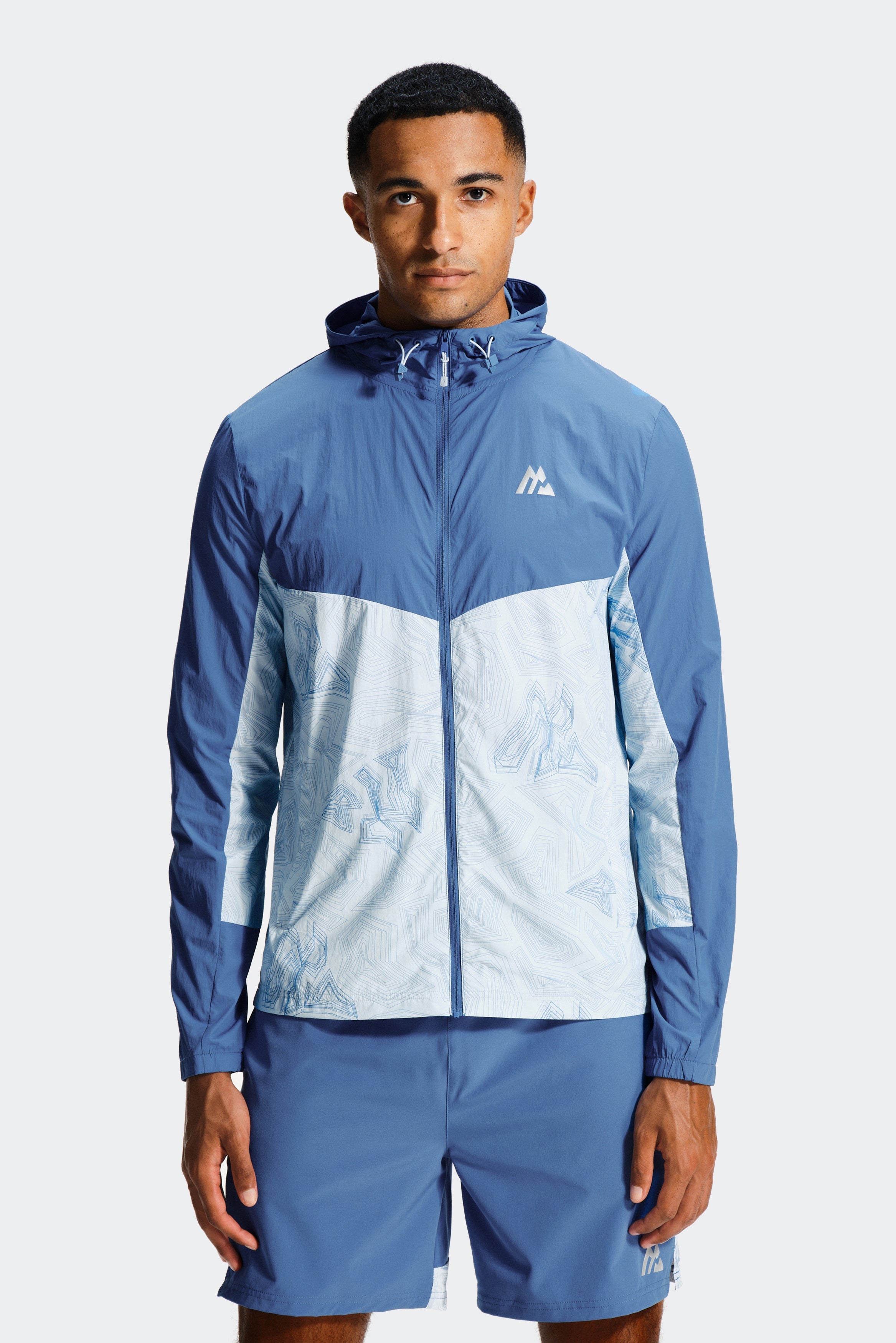 Montirex Geo M Print Windbreaker Blue, Grey