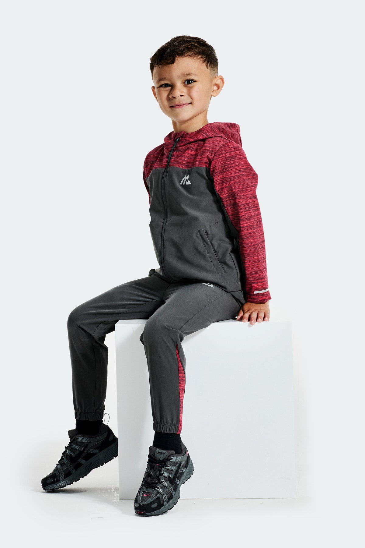 Montirex Infant Boys' Trail Windbreaker/Pant Set - Asphalt Oxblood Claret Red Rush