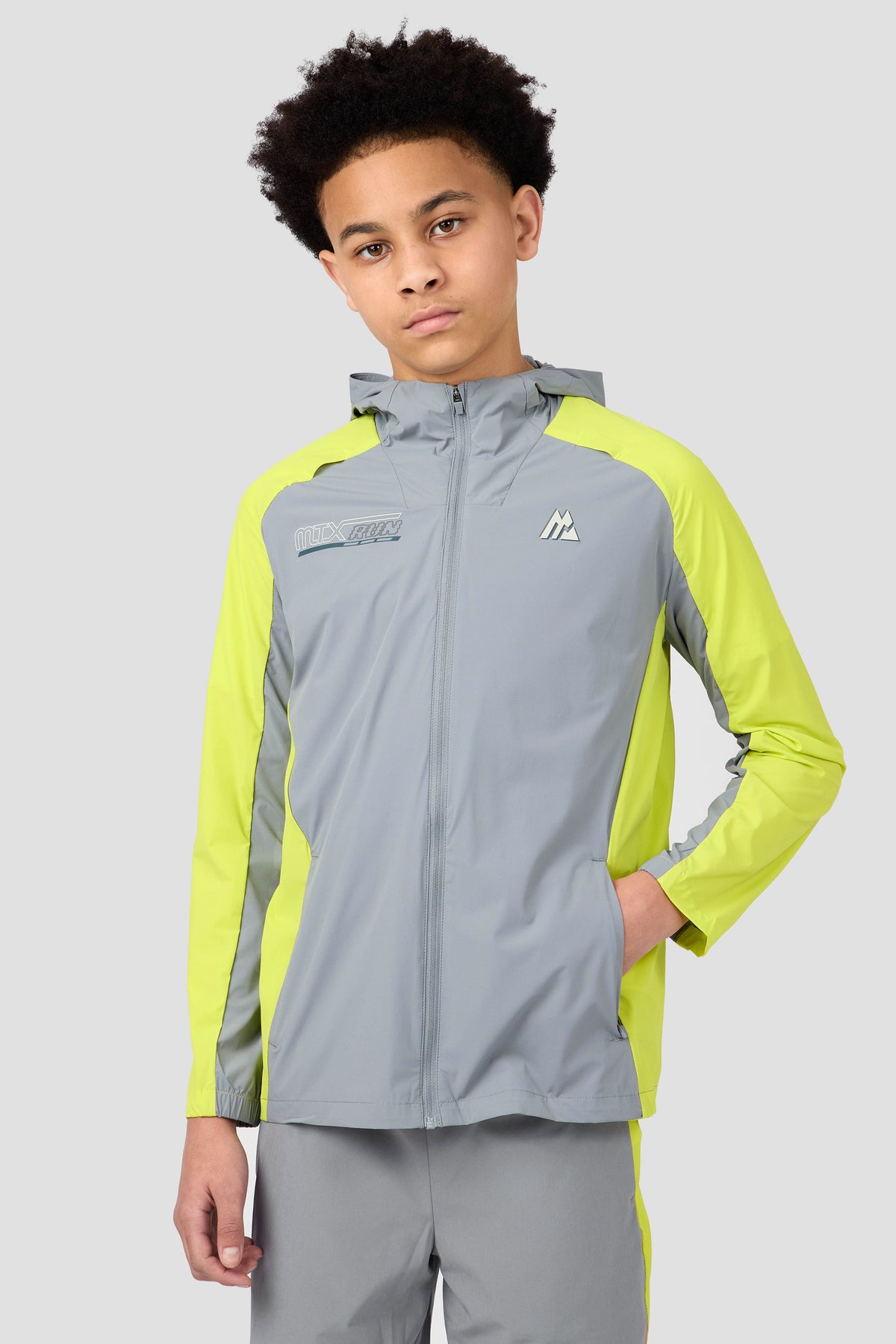Montirex Junior MTX Run Turbo Jacket - Platinum Grey Electric Lime