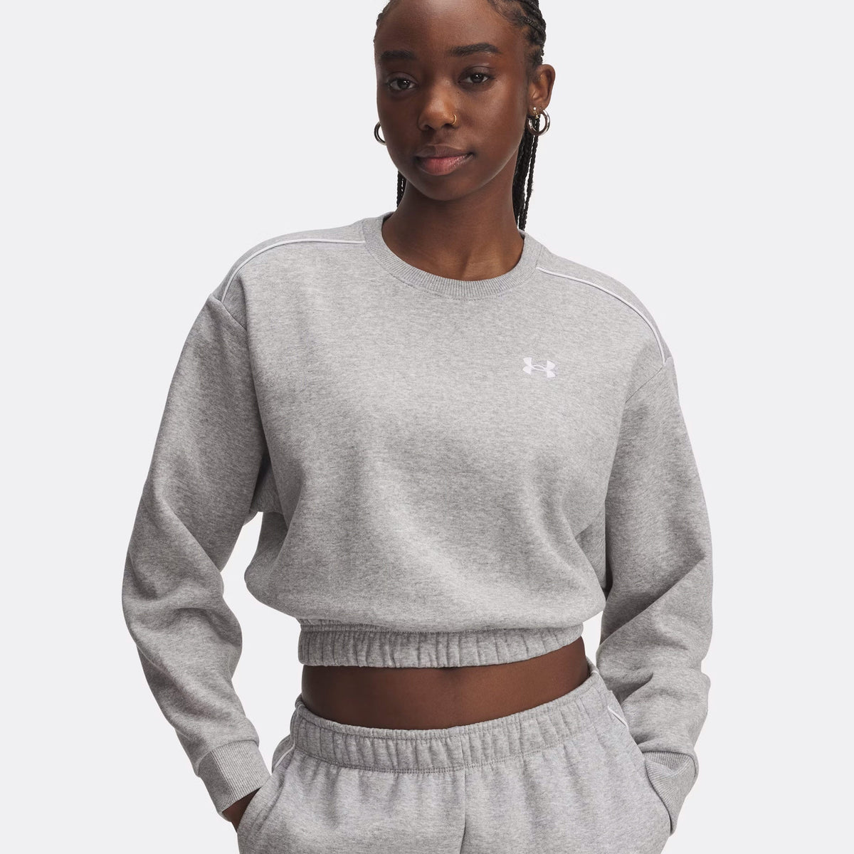 Under Armour Rival Fleece Piped Crew Women's Sweatshirt - Lightgrey