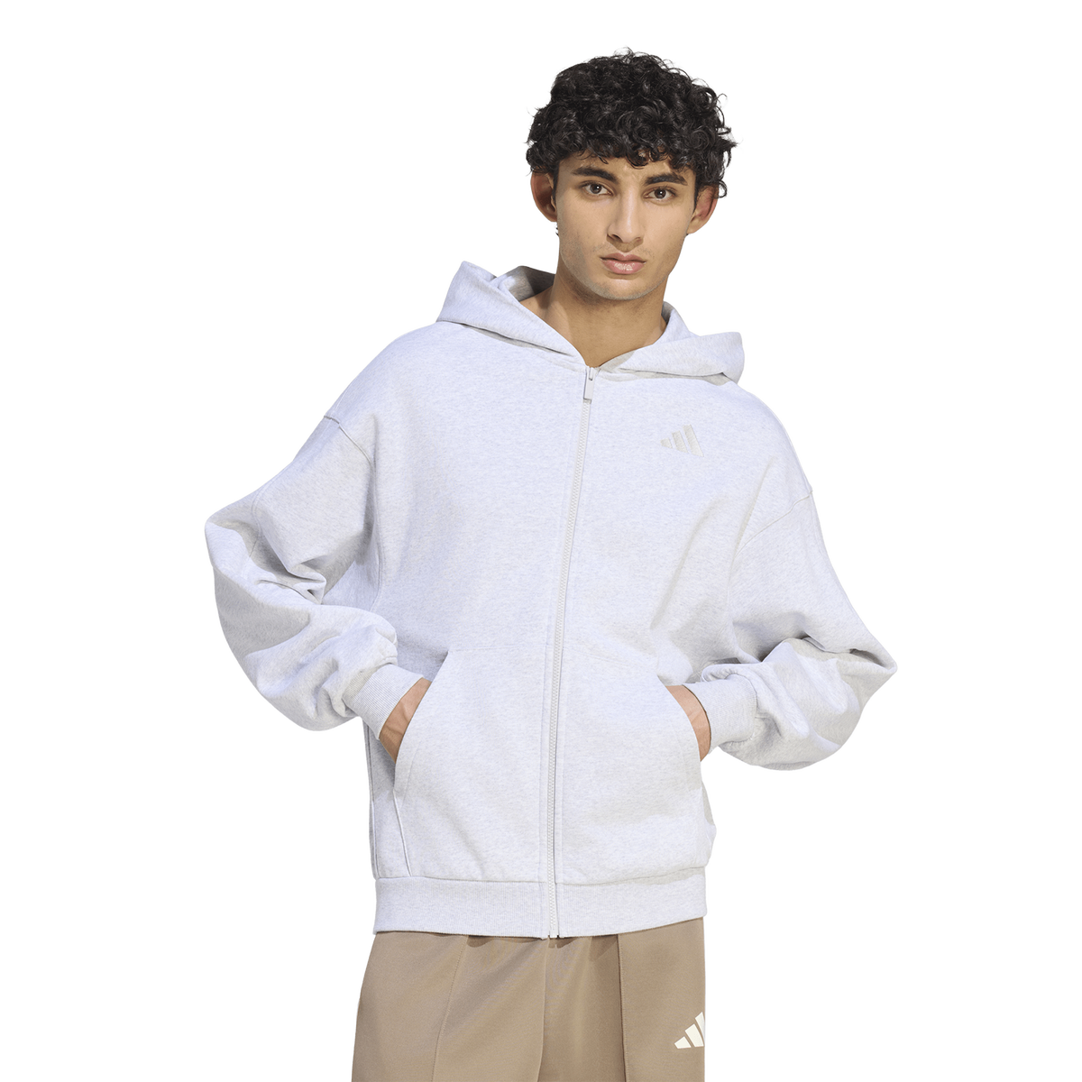 adidas Kit Small Logo Full-zip Men's Hoodie - Grey