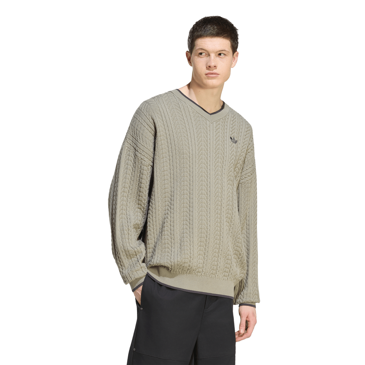 adidas Cable Knit V-neck Men's Sweatshirt - Green