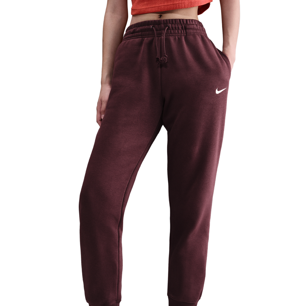 Nike Phoenix Fleece Mid Rise Women's Trousers - Red