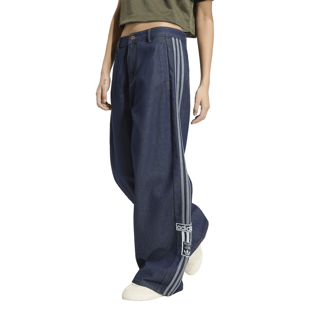 adidas Adibreak Mid Rise Wide Leg Denim Women's Trousers - Blue