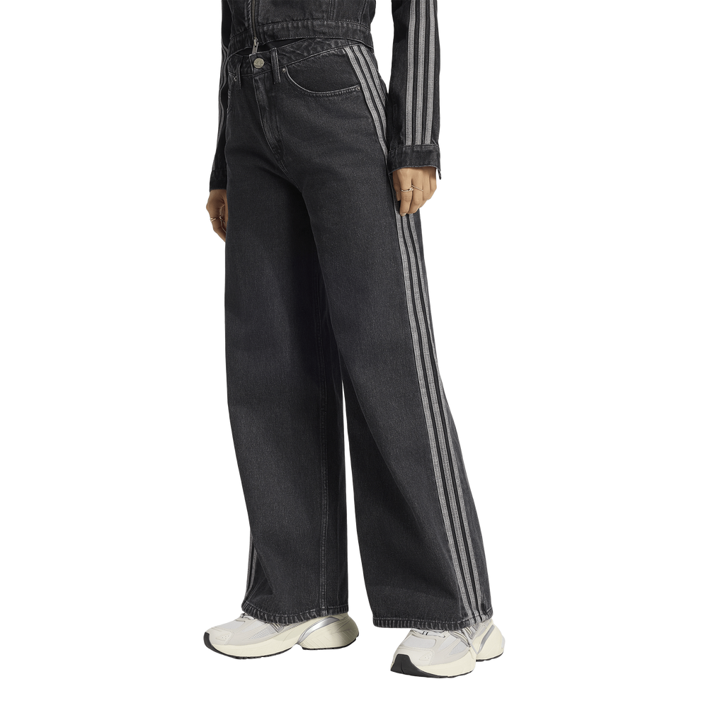 adidas High Rise Wide Leg Denim Women's Trousers - Black
