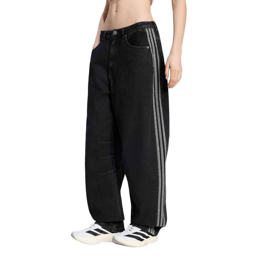 adidas High Rise Barrel Leg Denim Women's Trousers - Black