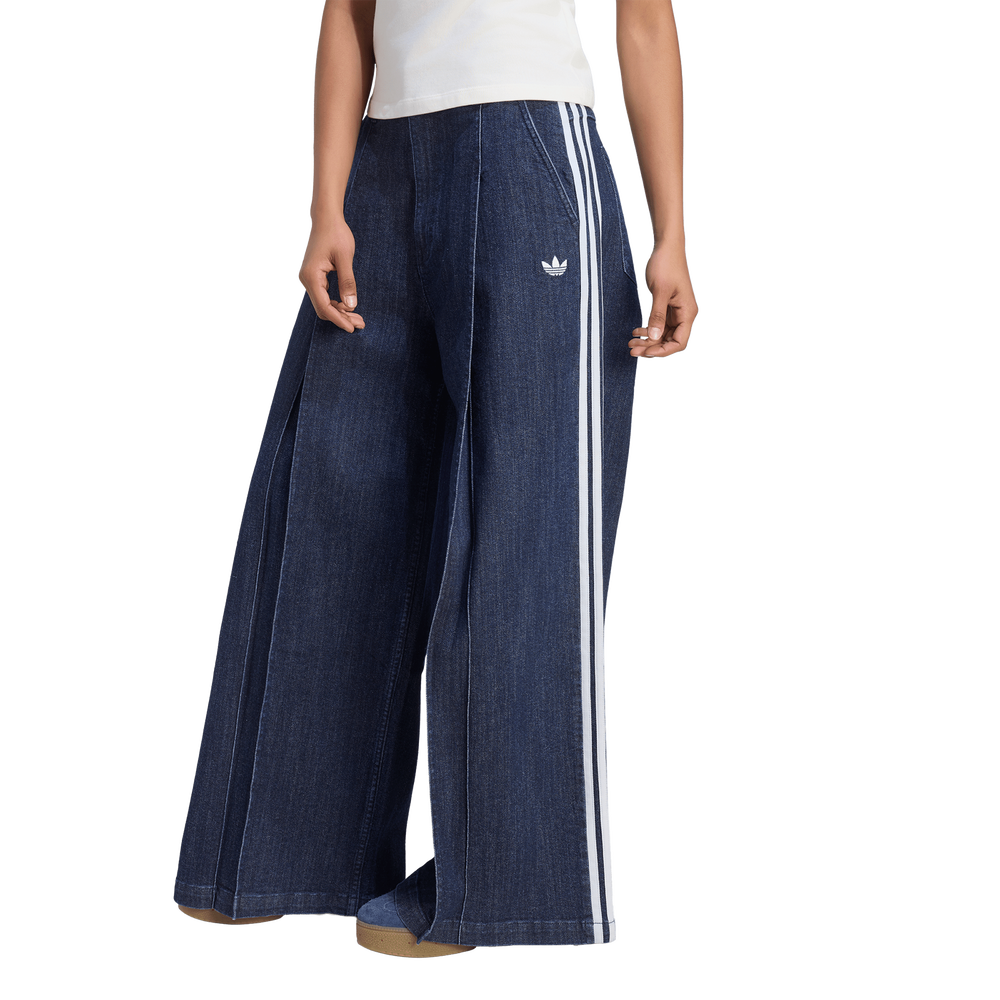 adidas Denim Pleats Wide Leg Women's Joggers - Blue