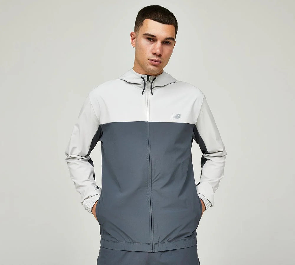 NEW BALANCE WOVEN HOODED JACKET - GREY