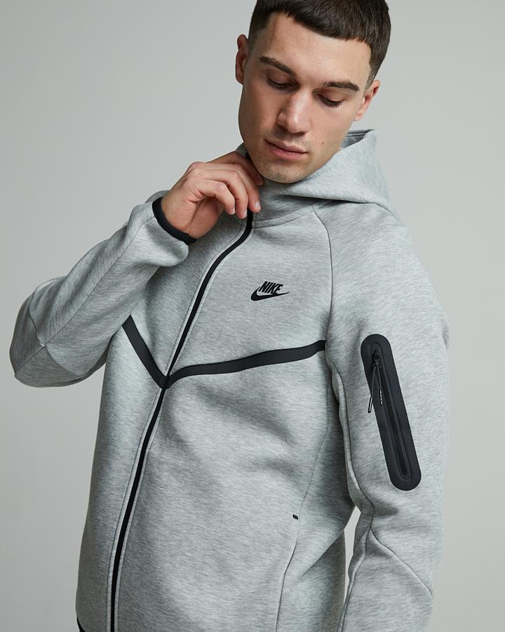 Nike Men's Tech Fleece Windrunner Full Zip Hoodie - Dark Grey Heather/Black