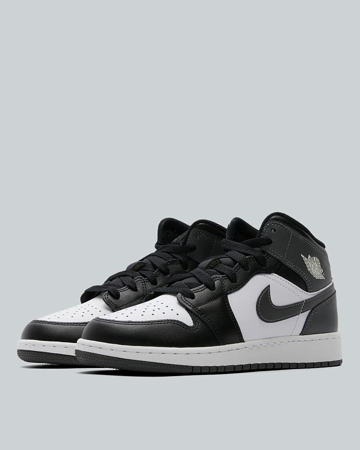 Jordan Junior Air Jordan 1 Mid Trainers - Black Iron Grey White