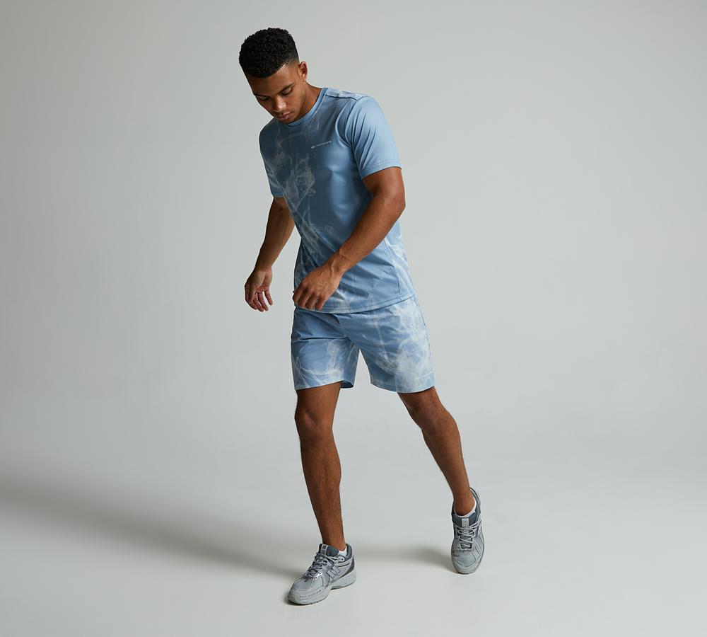 Monterrain Men's Transcend Woven Running Short - Dusty Blue/Baby Blue
