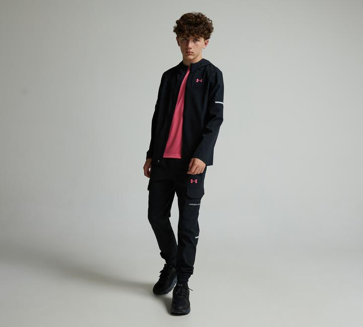 Under Armour Junior Tech Utility Woven Hoodie - Black Super Pink