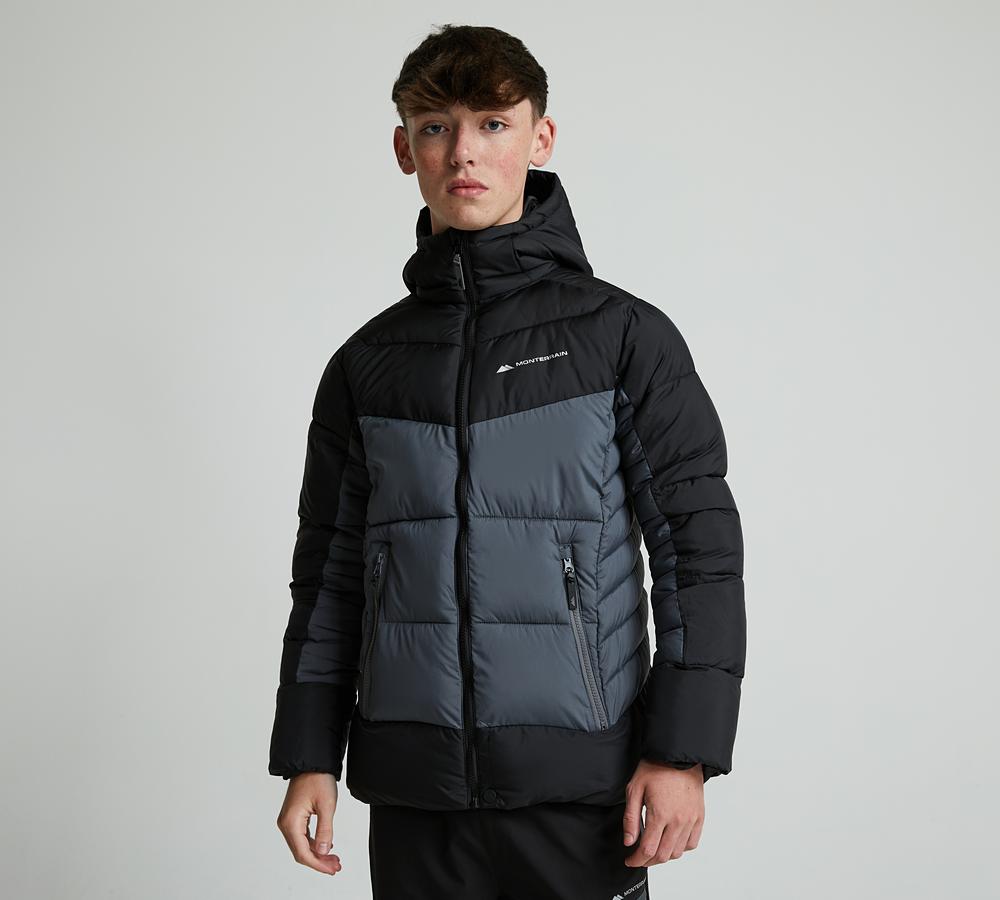 Monterrain Junior Apex 3.0 Puffer Jacket - Jet Black Iron Gate