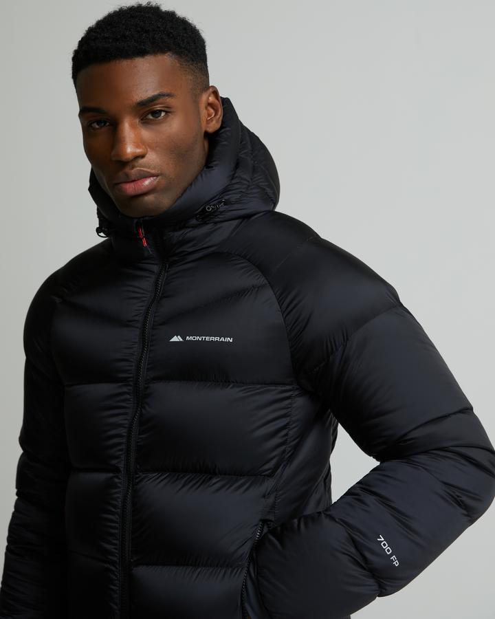 Monterrain Men's Himalayan Down Puffer Jacket - Jet Black/Chilli Pepper