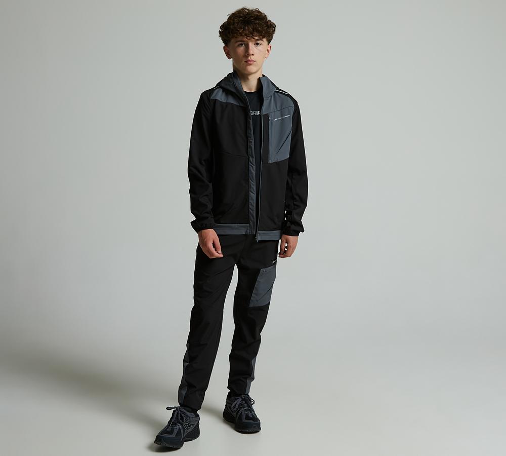 Monterrain Junior Deflect 2.0 Woven Running Jacket - Jet Black Iron Gate