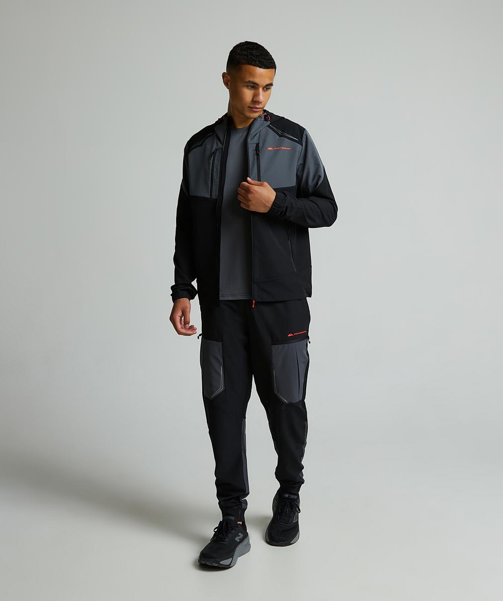 MONTERRAIN ORBIT WOVEN TRACKSUIT - JET BLACK / IRON GATE / TANGERINE TANGO