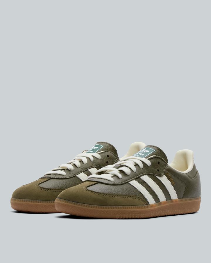adidas Men's Samba OG Trainer - Medium Dark Khaki/Off White/Gum