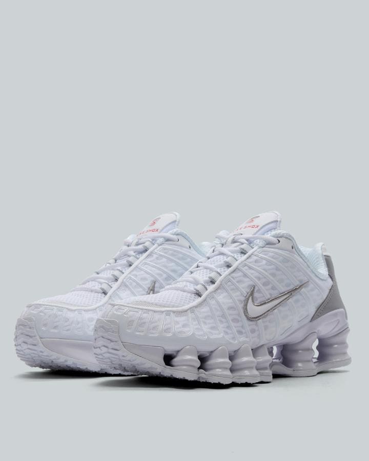 Nike Junior Shox TL Trainers - White Metallic Silver Max Orange
