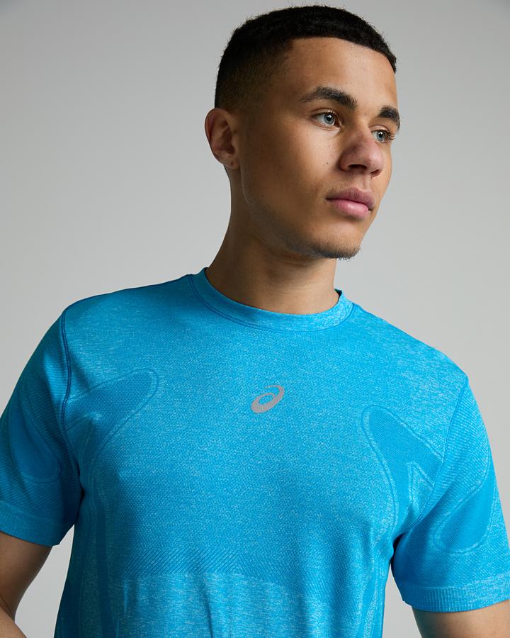 ASICS Men's Seamless Short Sleeved T-Shirt - Aegean Blue