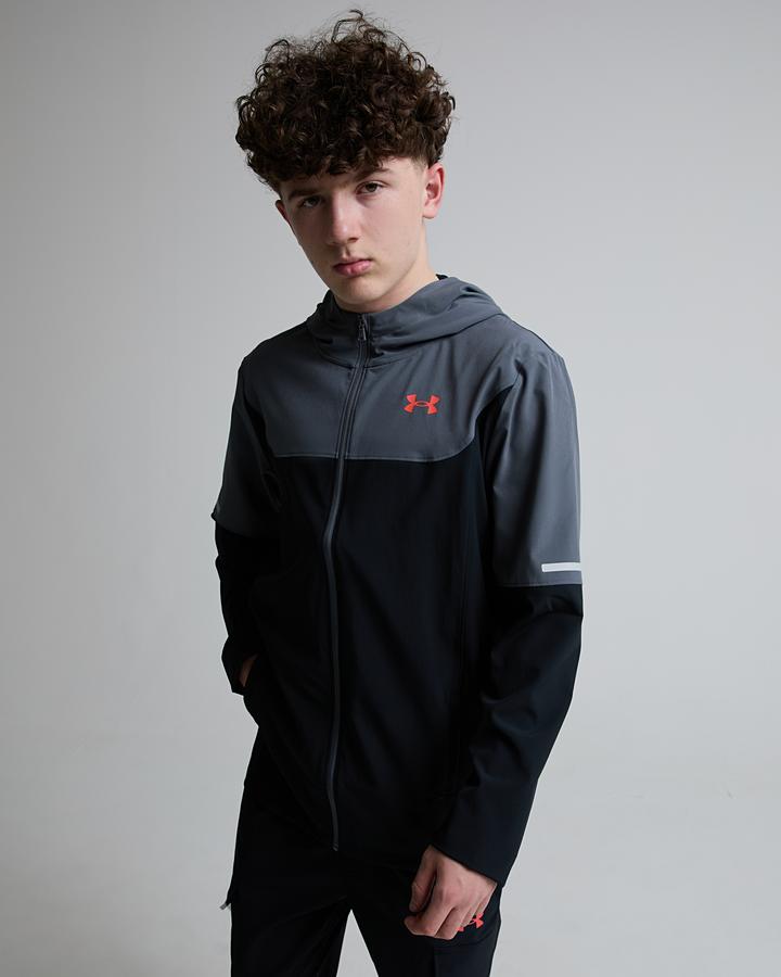 Under Armour Junior Tech Utility Woven Hoodie - Black Venom Red