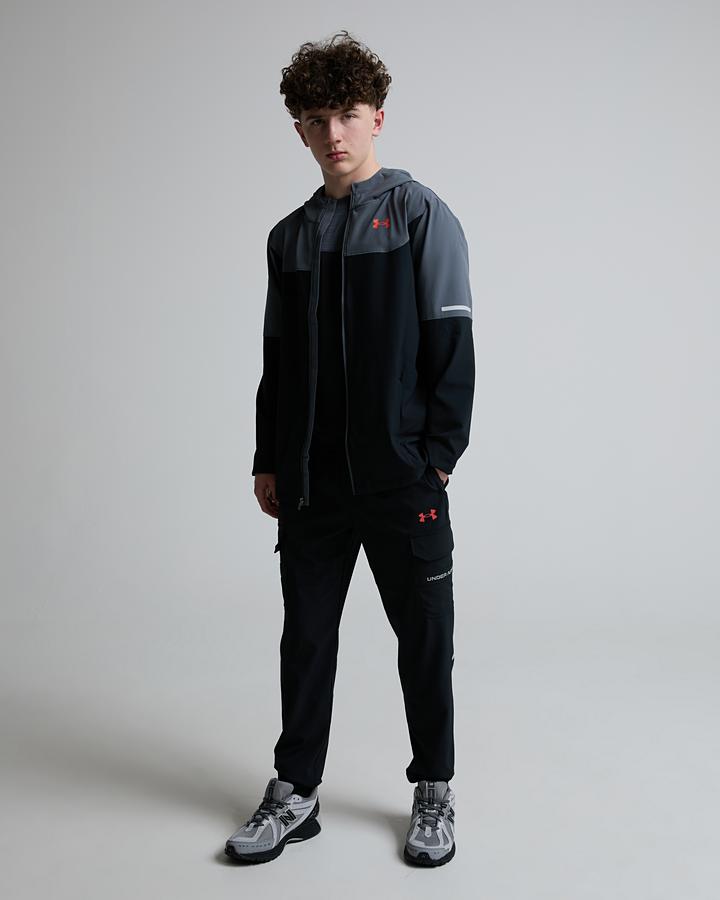 Under Armour Junior Tech Utility Woven Hoodie - Black Venom Red