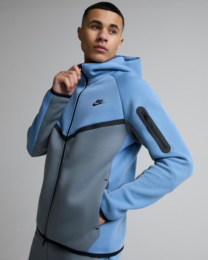 Nike Men's Tech Fleece Windrunner Full Zip Hoodie - Work Blue/Cool Grey/Black
