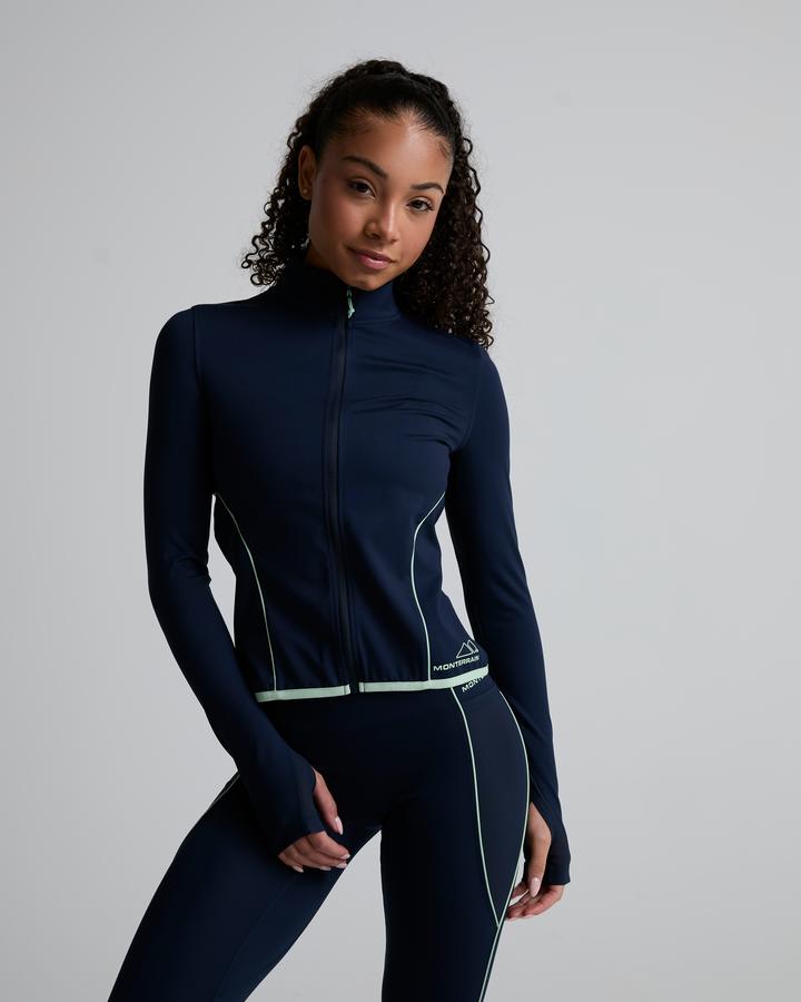 Monterrain Women's Align Full Zip Long Sleeve Top - Midship Midnight/Spring Veil