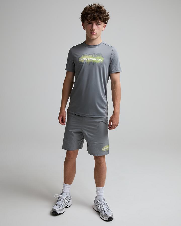 Monterrain Junior Hyperterrain Poly T-Shirt - Midnight Echo Green Multi