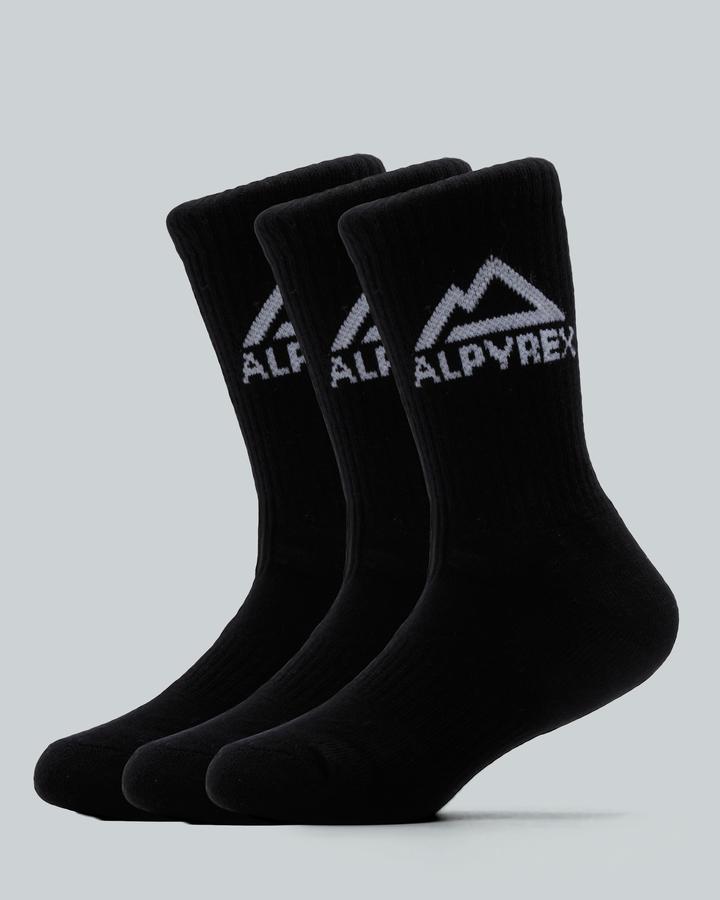 Alpyrex Junior 3 Pack Copex Core Cushioned Crew Sock - Black