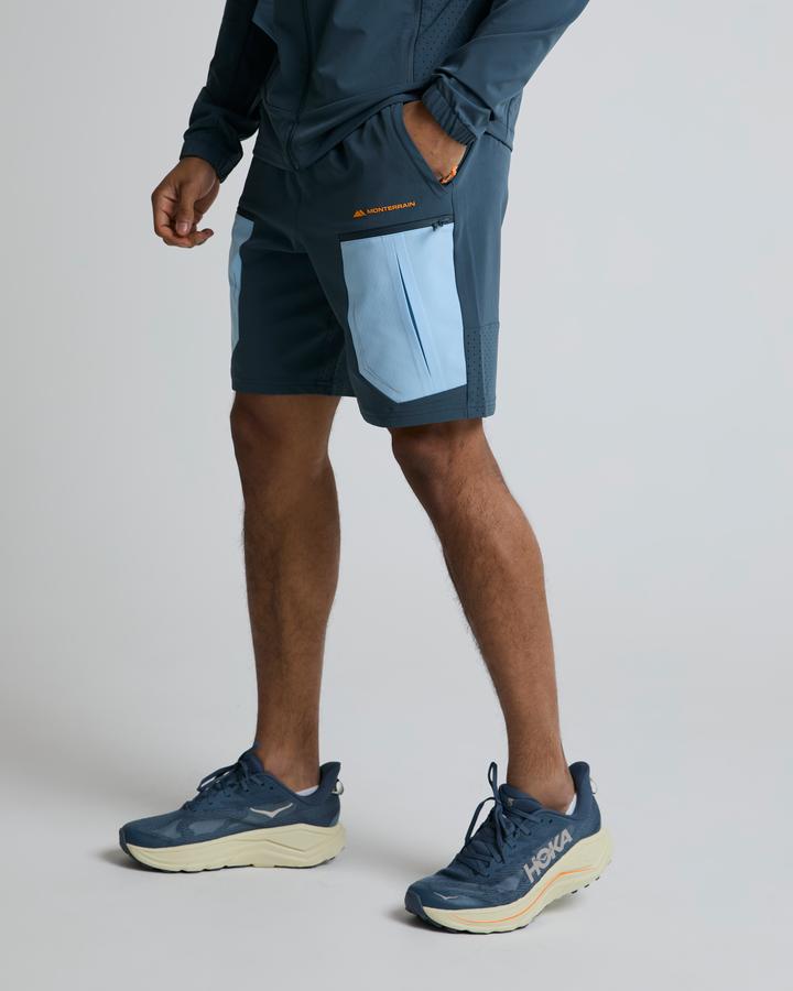 Monterrain Men's Orbit Woven Short - Twilight Graphite/Skybound Blue/Sunflare Amber