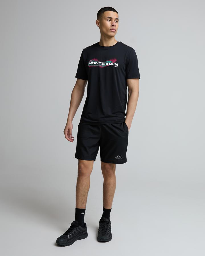 Monterrain Men's Pace Woven Short - Black/Aqua/Red