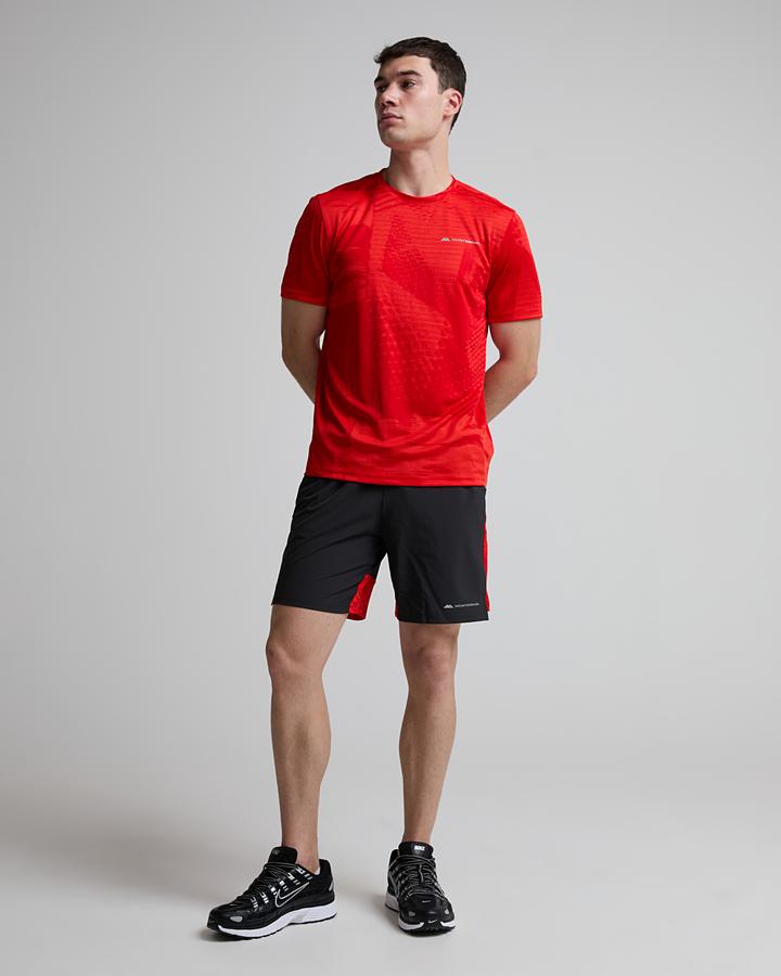 Monterrain Men's Divide Woven Running Short - Black/Blaze Red