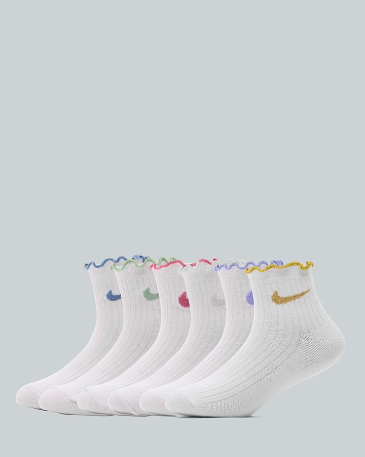 Nike Junior 6 Pack Everyday Plus Cushioned Sock - White Multi