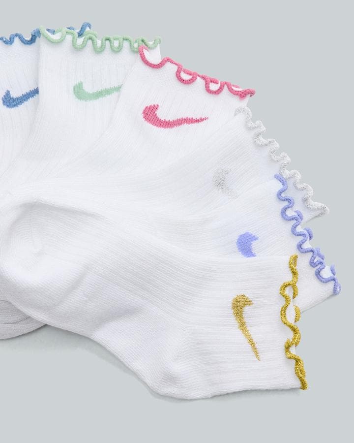 Nike Junior 6 Pack Everyday Plus Cushioned Sock - White Multi
