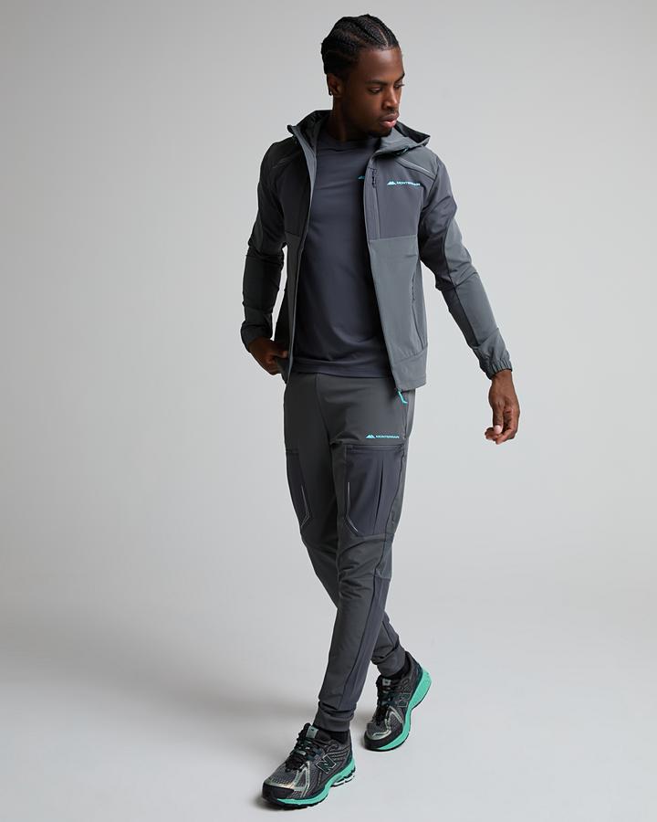 Monterrain Men's Orbit Woven Running Hoodie - Twilight Graphite/Skybound Blue/Sunflare Amber