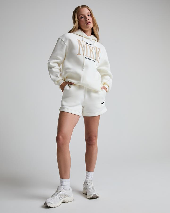 Nike Women's Phoenix Fleece Medium-Rise 4 Inch Short - Sail/Black